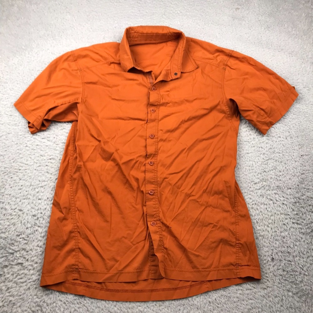 Arcteryx Transept Shirt Mens M Orange Performance Stretch‎ Short Sleeve